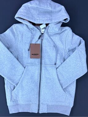 Burberry grey Heather Gray Full Zip Hooded Sweatshirt